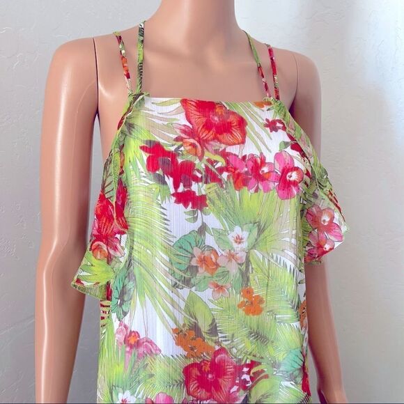 GB Tropical Print Sheer Crisscross Back Maxi Dress - Picture 6 of 14